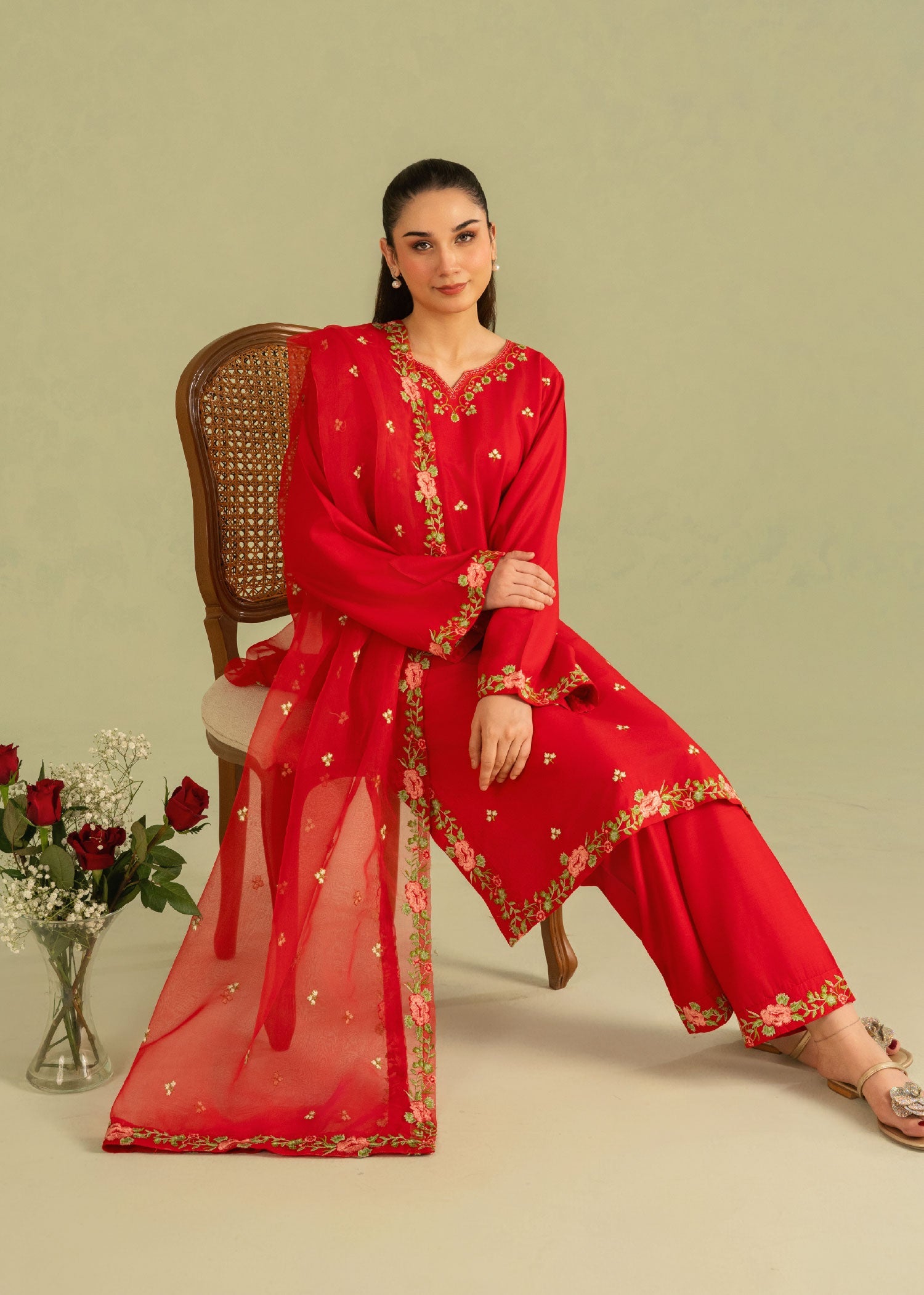 Nehal Embroidered 3pc full front view