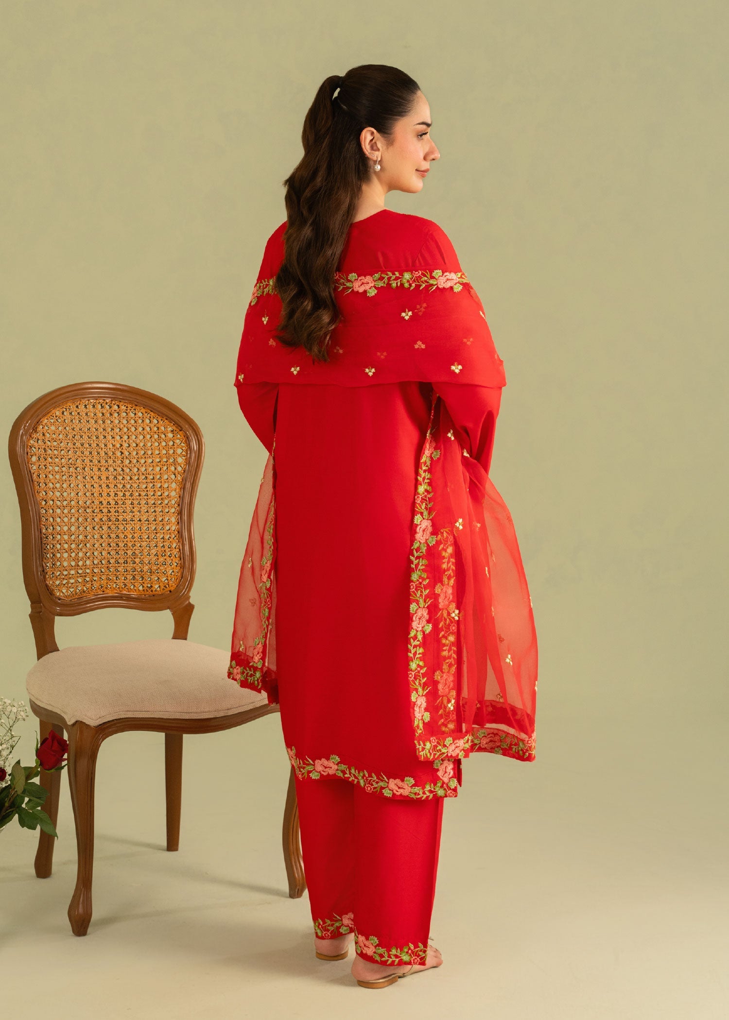 Nehal Embroidered 3pc back view