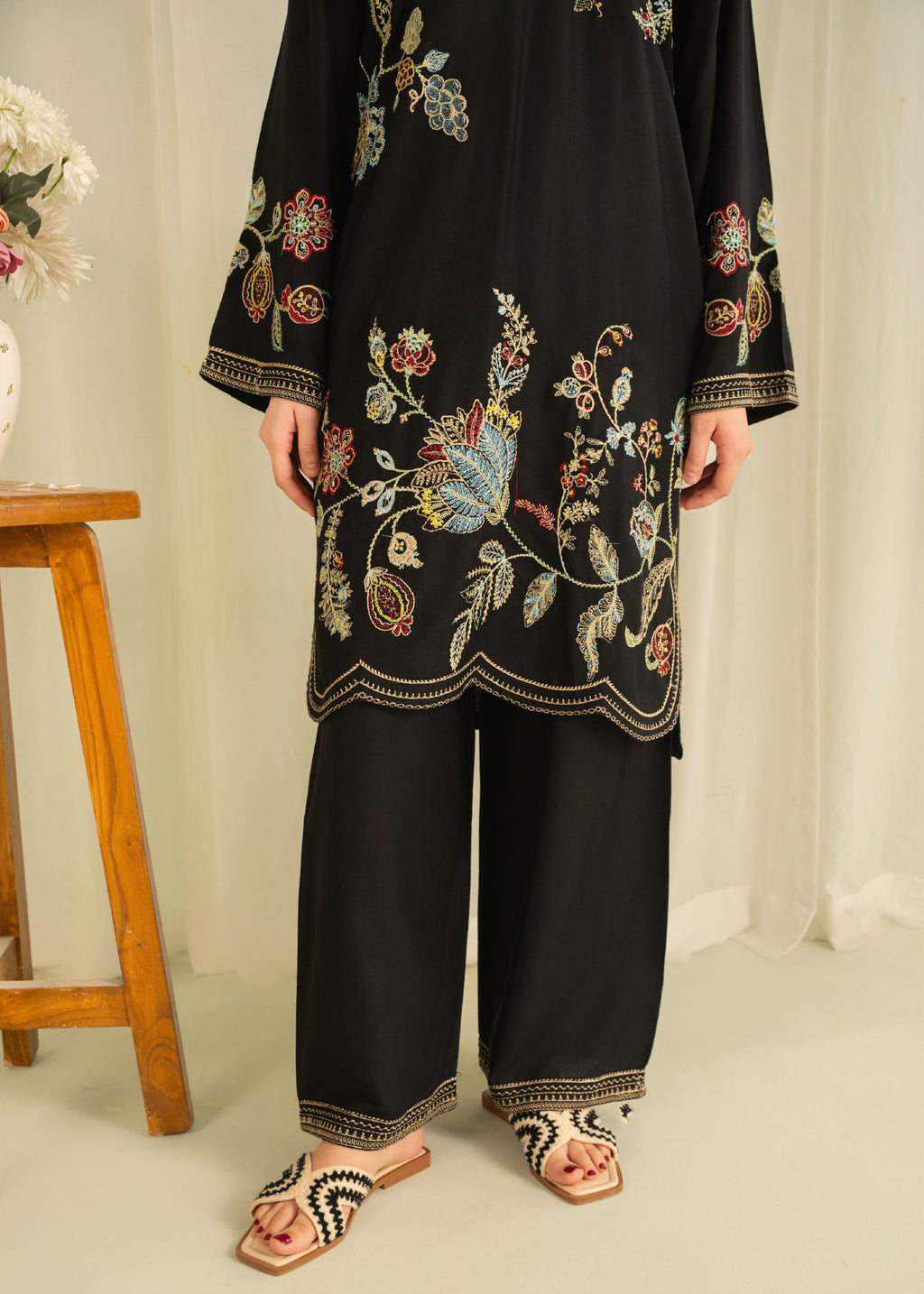 Esmer 3pc embroidered dress trouser & hem detail