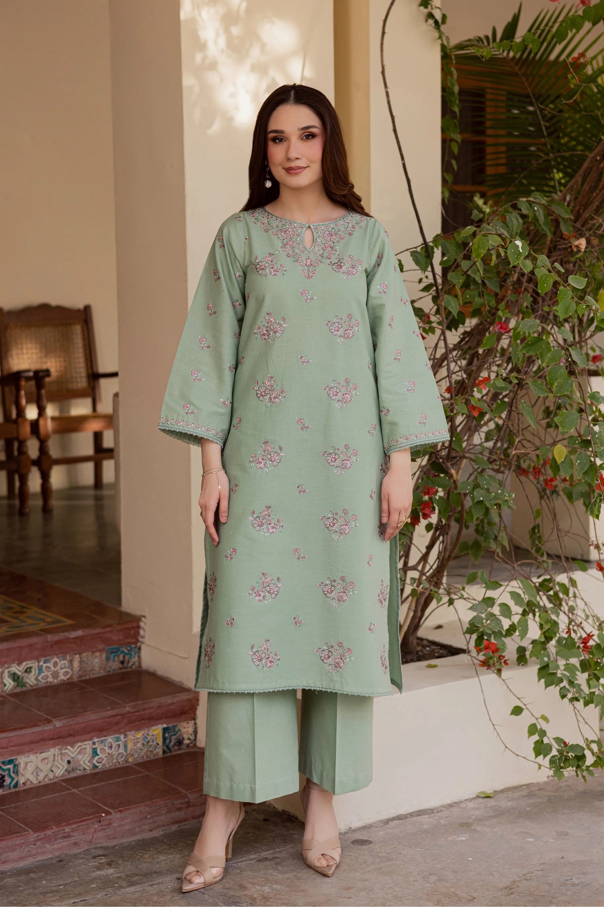 Sage Elara – Embroidered Lawn 2PC
