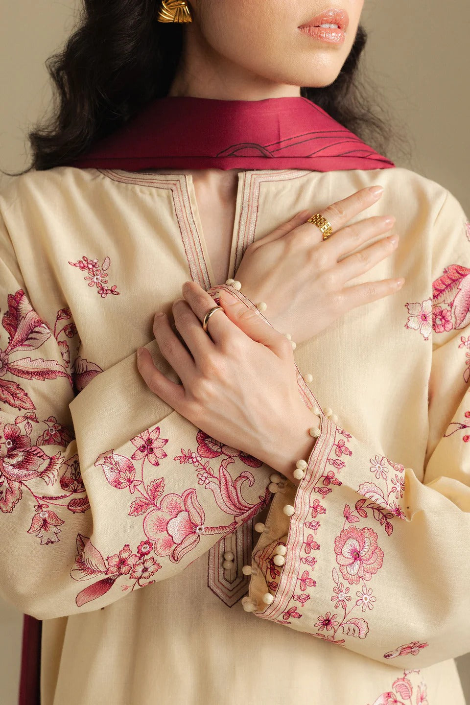 Zawiya Embroidered 3pc front view