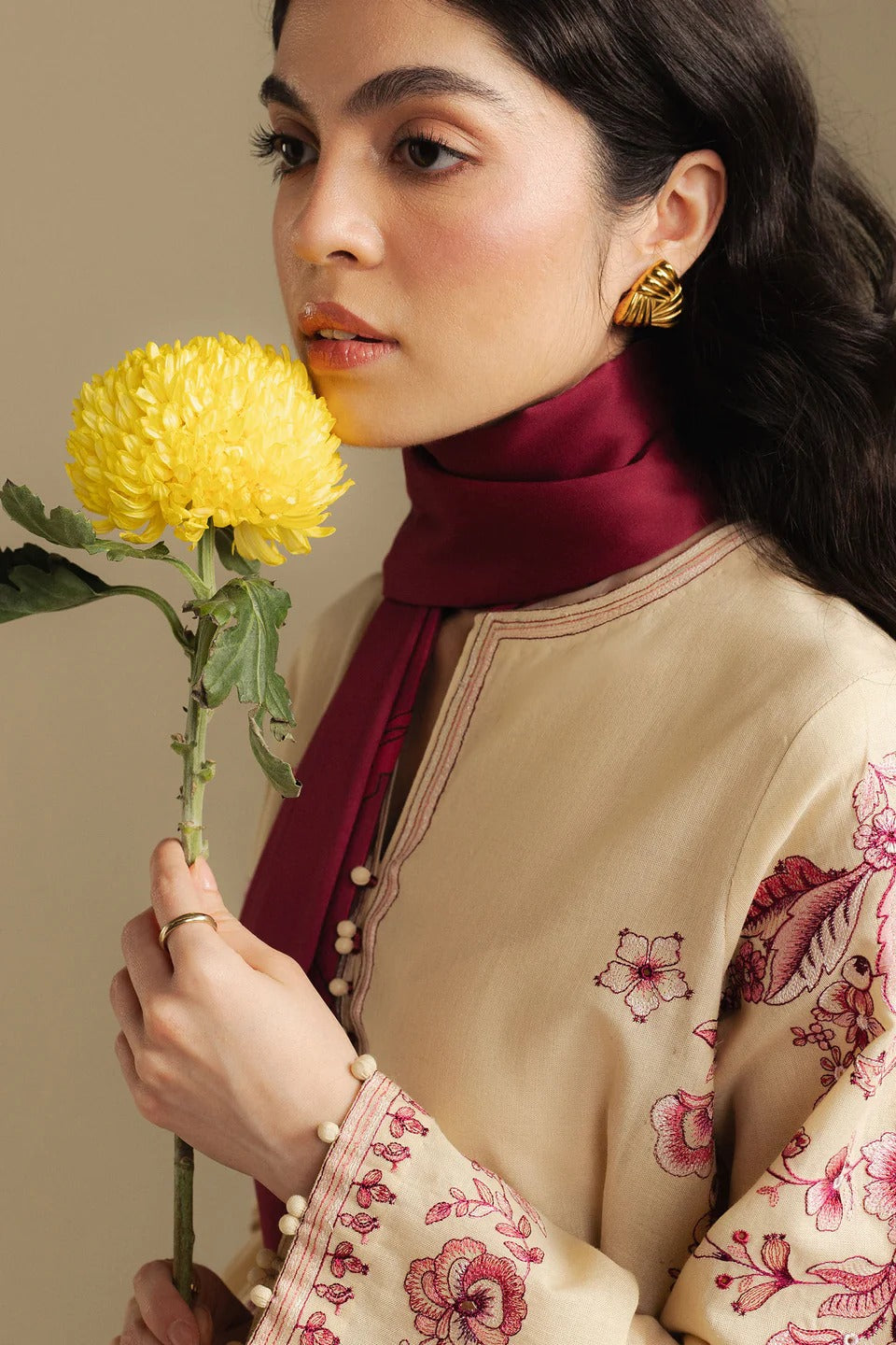 Zawiya Embroidered 3pc lifestyle pose