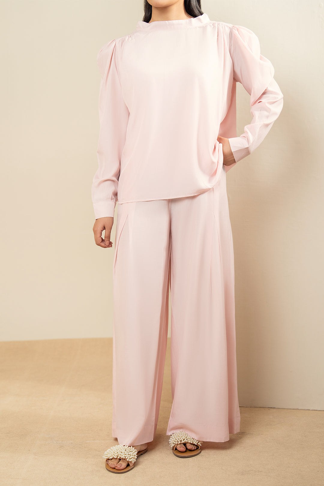 Pleated Blouse + Wide Ankle Pant