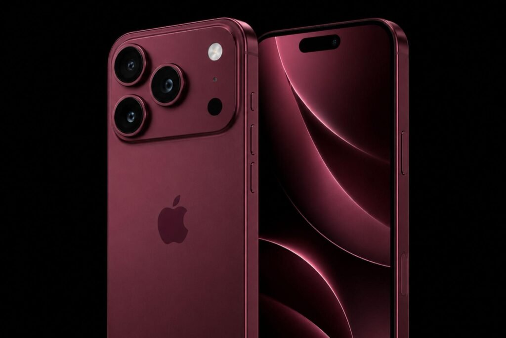 Apple iPhone 18 Pro in Burgundy introduced during the September 2026 Apple event.