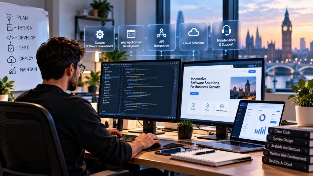 Software Development in London with custom software, web applications, API integration, cloud solutions and ongoing support.
